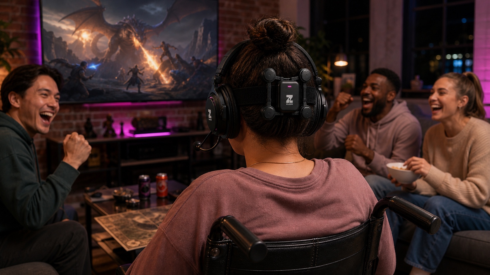 Concept visualization: a wheelchair user gaming with an adaptive controller and the Gambit headset